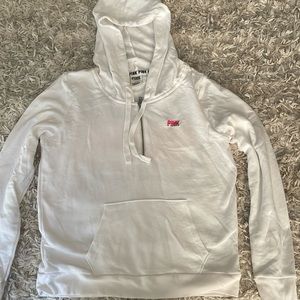 PINK Victoria's Secret White Hoodie with Pink Logo